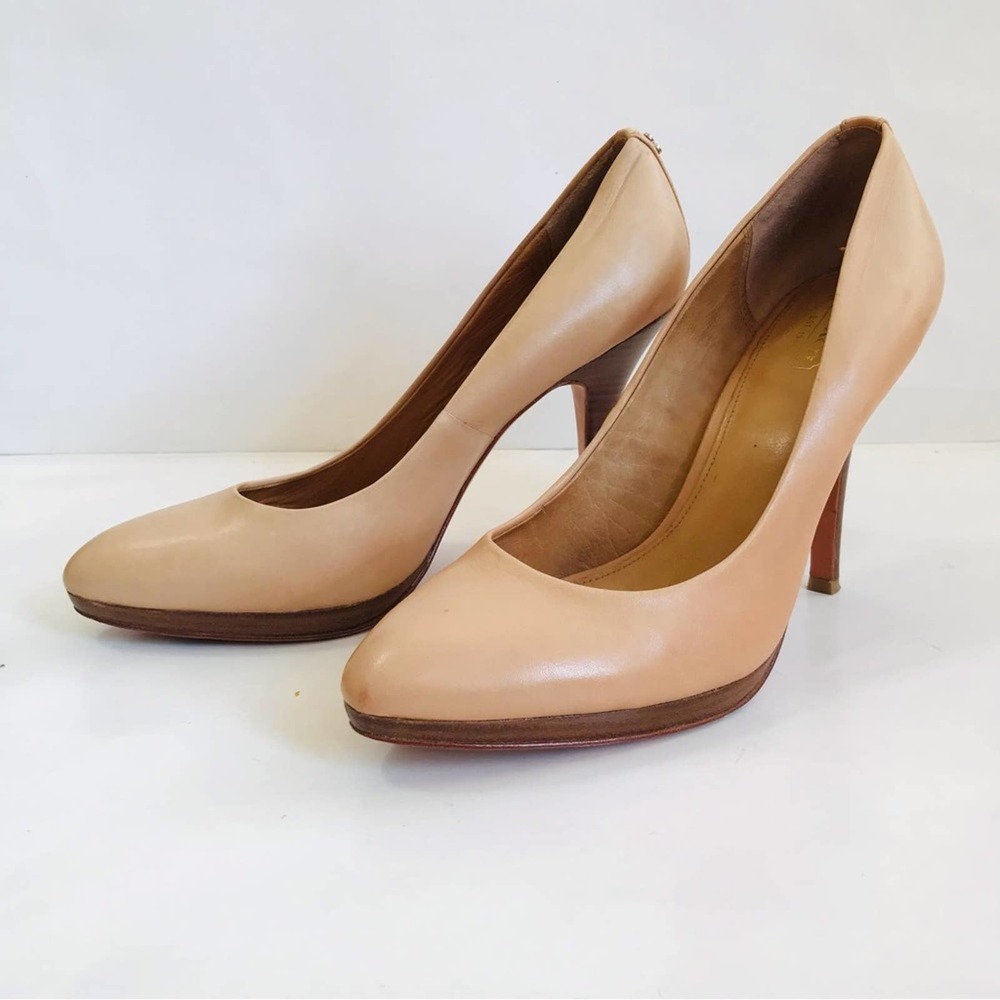 Coach Nude Round Toe Slip On Stiletto Heels